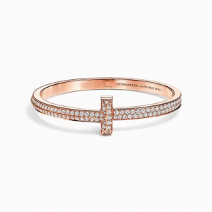 Zaposh Z Z1 Wide Diamond Hinged Bangle in Rose Gold