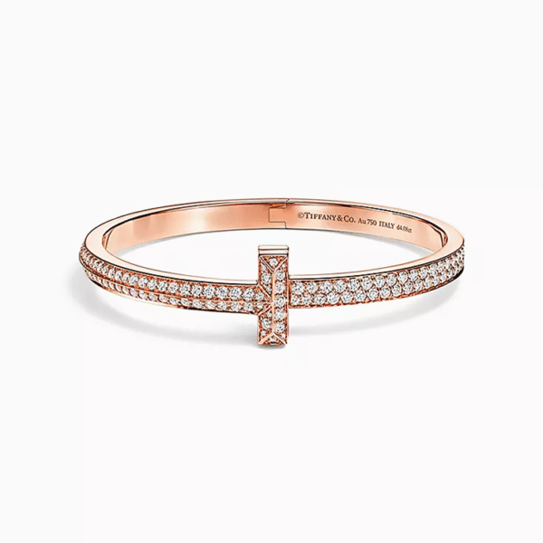Zaposh Z Z1 Wide Diamond Hinged Bangle in Rose Gold